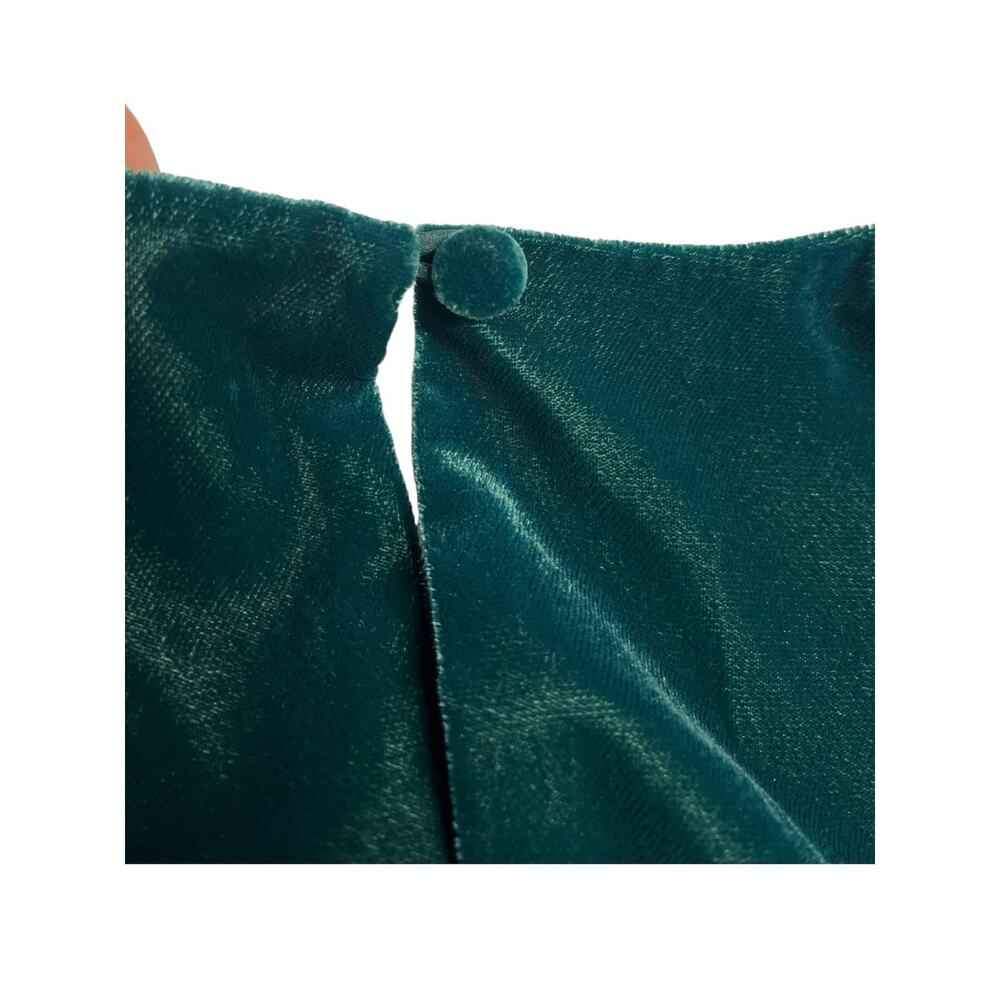 J Crew Velvet Ruffle Hem Holiday Shift Dress | Sz 00 | Emerald Green NWT - Picture 7 of 8